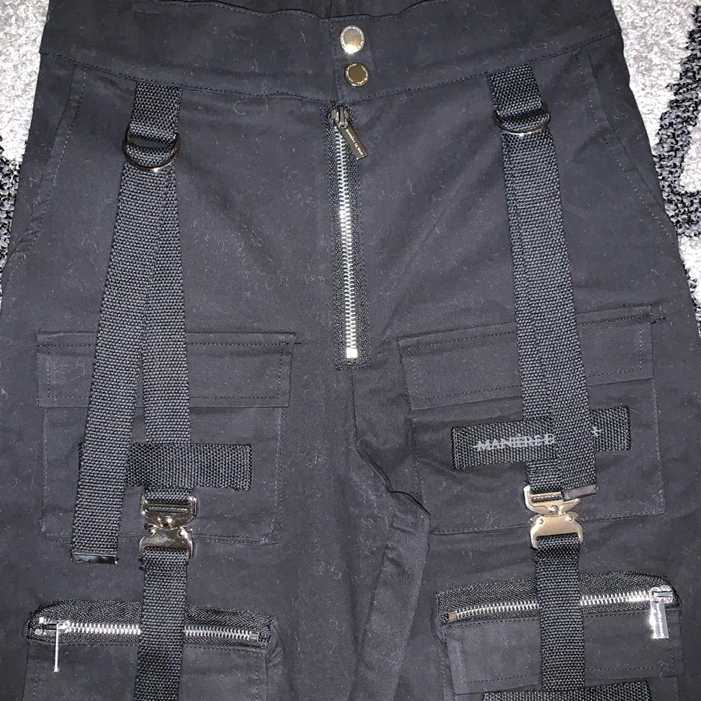 Maniere De Voir Black High Waisted Cargo Pants